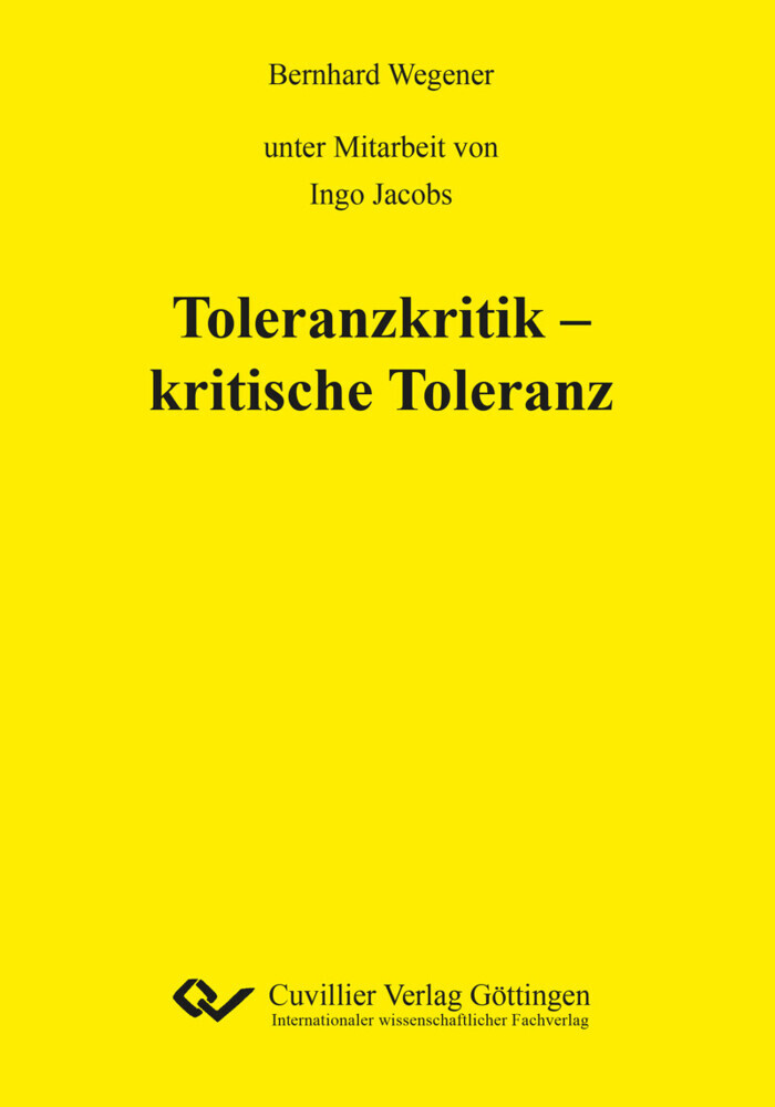 Toleranzkritik – kritische Toleranz main product photo