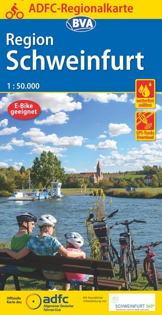ADFC-Regionalkarte Schweinfurt, 1:50.000, reiß- und wetterfest, GPS-Tracks Download main product photo