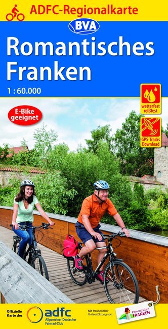 ADFC-Regionalkarte Romantisches Franken, 1:60.000, reiß- und wetterfest, GPS-Tracks Download main product photo