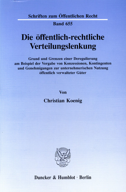 Die öffentlich-rechtliche Verteilungslenkung. main product photo