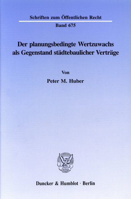 Der planungsbedingte Wertzuwachs als Gegenstand städtebaulicher Verträge. main product photo