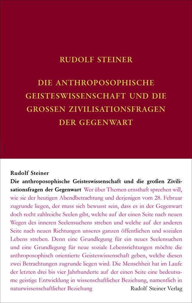 Die anthroposophische Geisteswissenschaft und die großen Zivilisationsfragen der Gegenwart main product photo