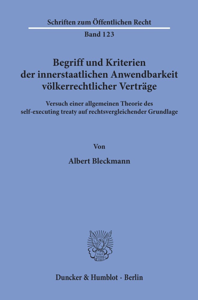 Begriff und Kriterien der innerstaatlichen Anwendbarkeit völkerrechtlicher Verträge. main product photo