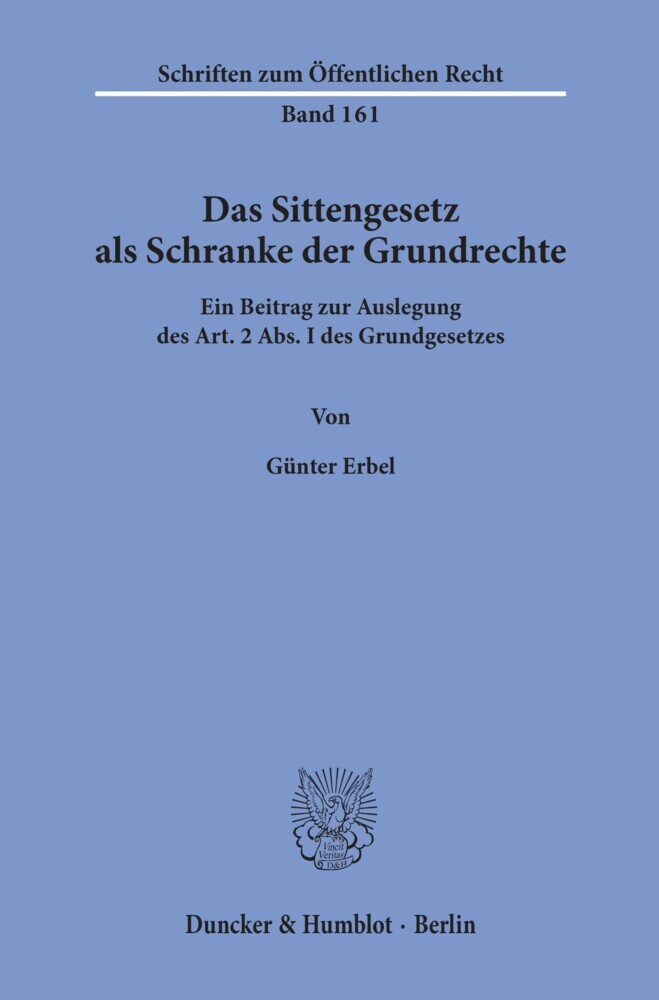 Das Sittengesetz als Schranke der Grundrechte. main product photo