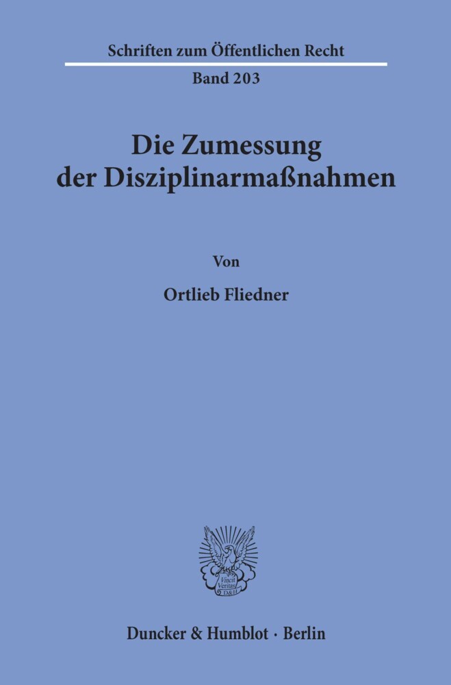 Die Zumessung der Disziplinarmaßnahmen. main product photo