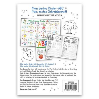 Mein buntes Kinder-ABC DIN A4 laminiert + Mein erstes Schreiblernheft - Set in Druckschrift, m. 1 Buch, m. 1 Beilage, 2 Teile