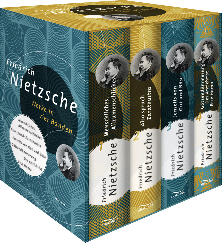 Friedrich Nietzsche, Werke in vier Bänden (Menschliches, Allzu Menschliches - Also sprach Zarathustra - Jenseits von Gut und Böse - Götzendämmerung/Der Antichrist/Ecce Homo) (4 Bände im Schuber) main product photo