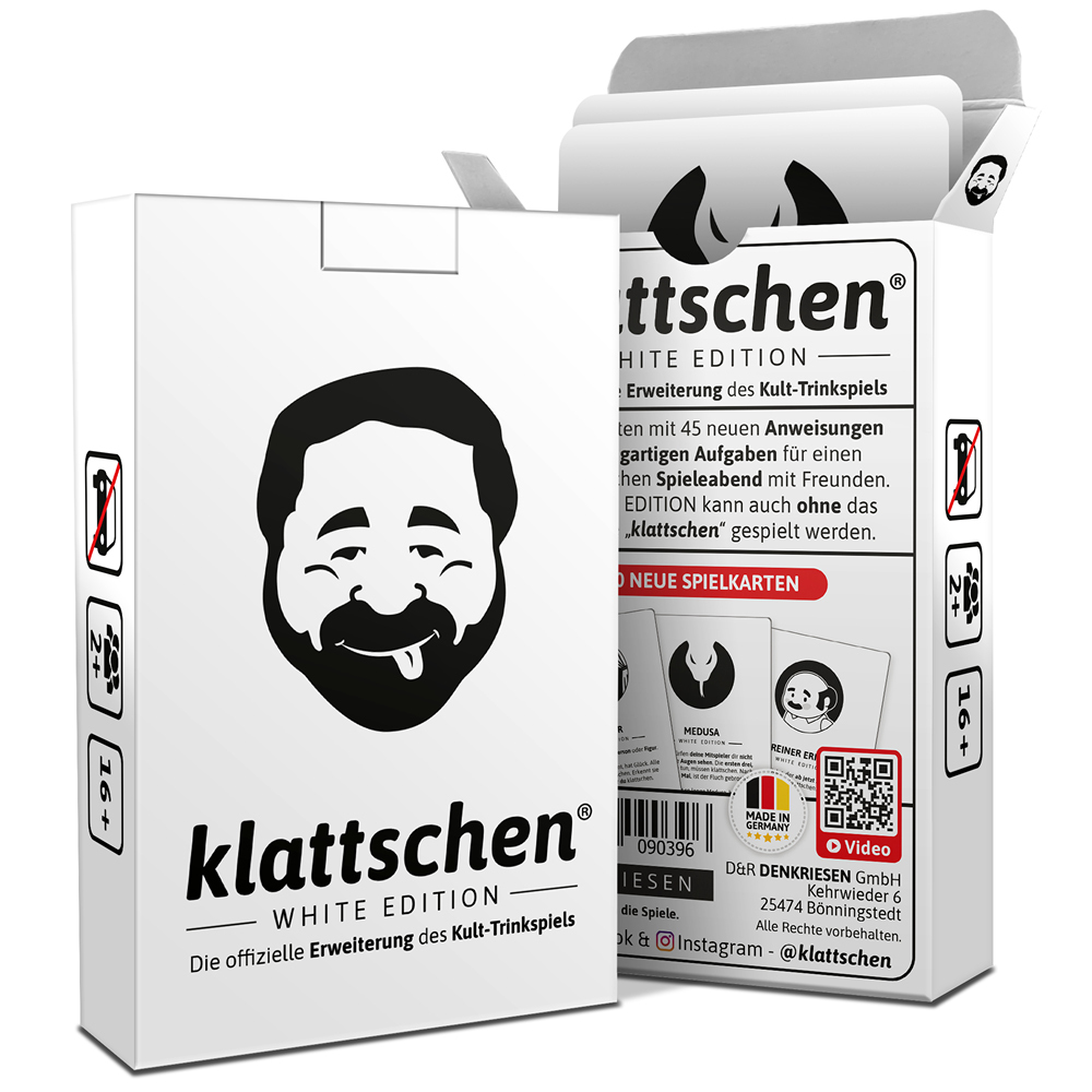 DENKRIESEN - klattschen® - WHITE EDITION "Die offizielle Erweiterung des Kult-Trinkspiels" main product photo