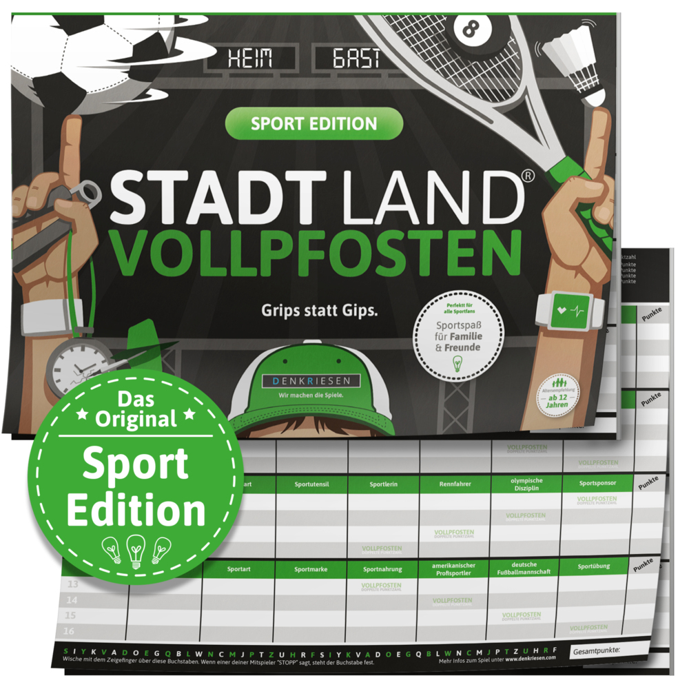DENKRIESEN - STADT LAND VOLLPFOSTEN® - SPORT EDITION "Grips statt Gips." - A4 main product photo
