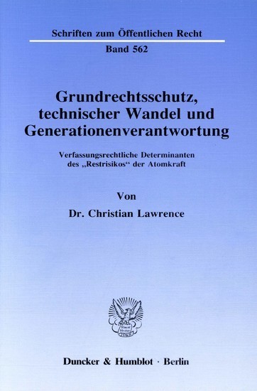 Grundrechtsschutz, technischer Wandel und Generationenverantwortung. main product photo
