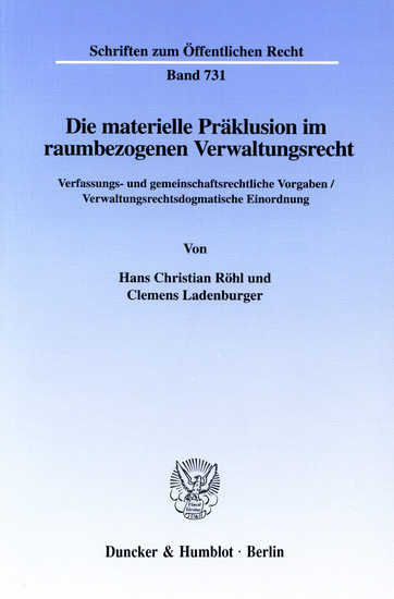 Die materielle Präklusion im raumbezogenen Verwaltungsrecht. main product photo