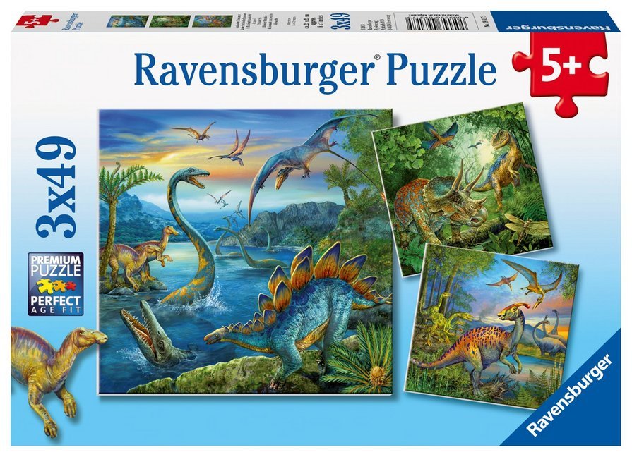 Ravensburger Kinderpuzzle - 09317 Faszination Dinosaurier - Puzzle für Kinder ab 5 Jahren, mit 3x49 Teilen main product photo