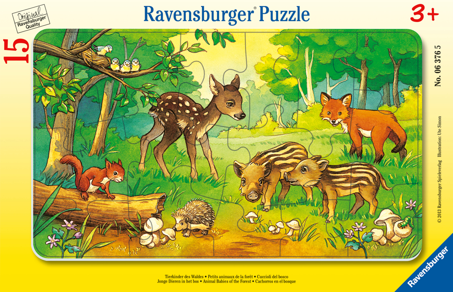 Ravensburger Kinderpuzzle - 06376 Tierkinder des Waldes - Rahmenpuzzle für Kinder ab 3 Jahren, mit 15 Teilen main product photo