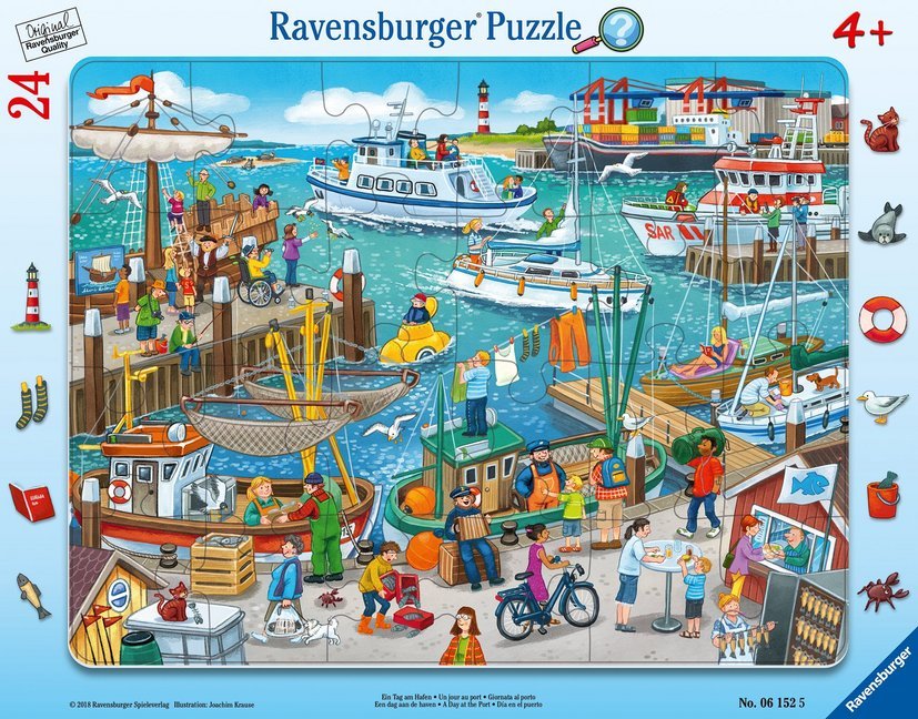 Ravensburger Kinderpuzzle - 06152 Ein Tag am Hafen - Rahmenpuzzle für Kinder ab 4 Jahren, mit 24 Teilen main product photo