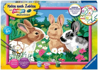 Ravensburger Malen nach Zahlen 28517 - Putzige Häschen - Kinder ab 9 Jahren