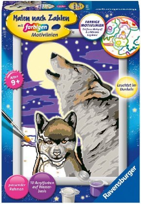 Ravensburger Malen nach Zahlen 28513 - Mystische Wölfe - Kinder ab 9 Jahren