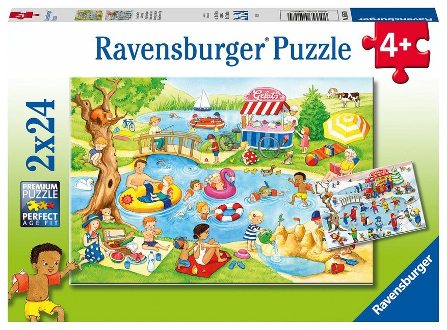 Ravensburger Kinderpuzzle - 05057 Freizeit am See - Puzzle für Kinder ab 4 Jahren, mit 2x24 Teilen main product photo