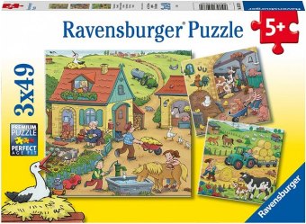 Ravensburger Kinderpuzzle - 05078 Viel los auf dem Bauernhof - Puzzle für Kinder ab 5 Jahren, mit 3x49 Teilen