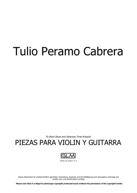 Piezas para violín y guitarra (1. Preludio; 2. Danza a tres; 3. Habanereando; 4. Crepuscular; 5. Canción sin palabras; 6. Zapateadero) main product photo