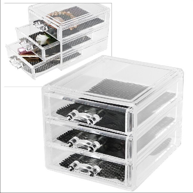 Schmuckschatulle mit 3 Schubalden, transparent main product photo