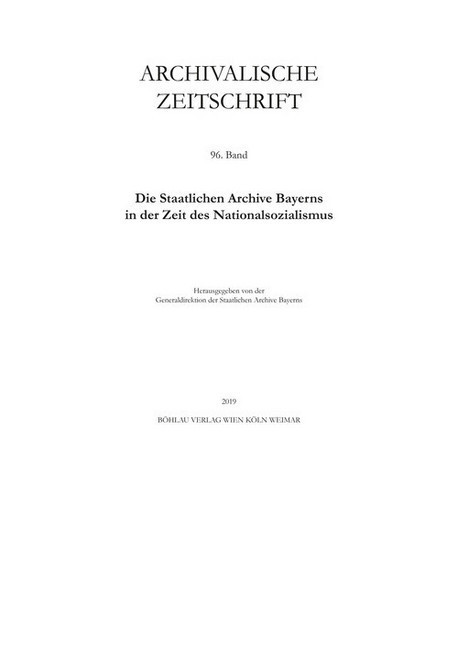 Archivalische Zeitschrift 96 (2019) main product photo