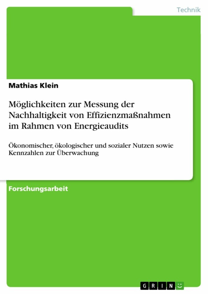 Möglichkeiten zur Messung der Nachhaltigkeit von Effizienzmaßnahmen im Rahmen von Energieaudits main product photo