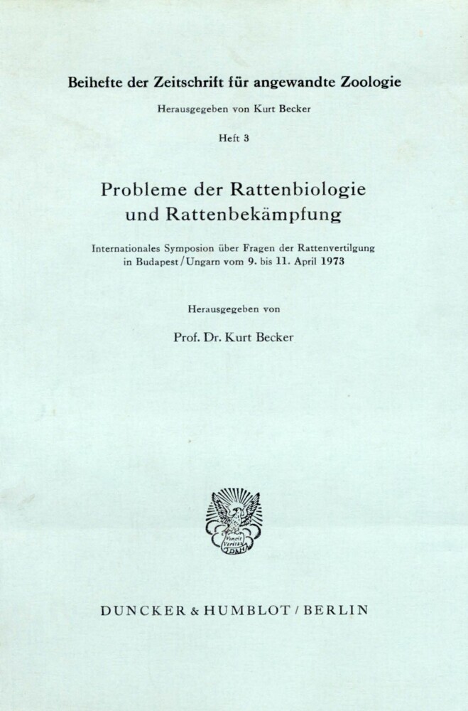 Probleme der Rattenbiologie und Rattenbekämpfung. main product photo