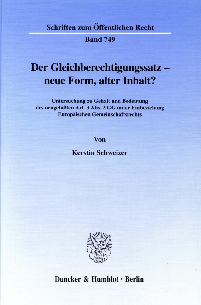 Der Gleichberechtigungssatz - neue Form, alter Inhalt? main product photo