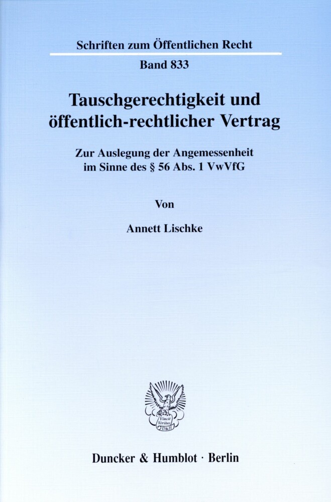 Tauschgerechtigkeit und öffentlich-rechtlicher Vertrag. main product photo