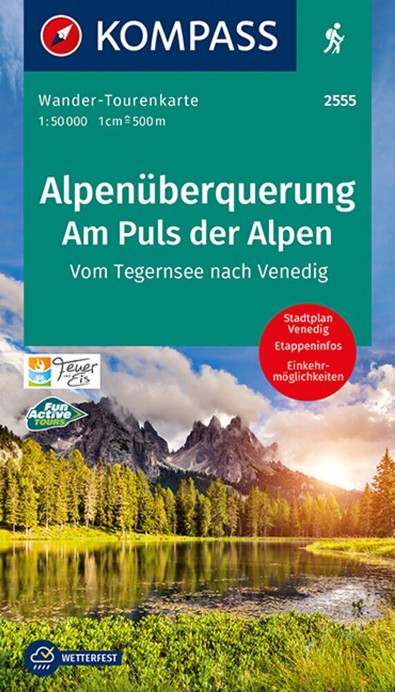 KOMPASS Wander-Tourenkarte Alpenüberquerung, Am Puls der Alpen 1:50.000 main product photo