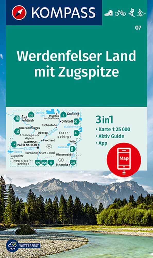 KOMPASS Wanderkarte 07 Werdenfelser Land mit Zugspitze 1:25.000 main product photo