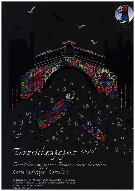 URSUS Tonzeichenpapier-Block "Sonderedition - Pastell" (130 g/m²), DIN A4, 20 Blatt sortiert in 10 Farben main product photo