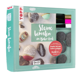 Steine bemalen im Boho-Look, Buch plus Material