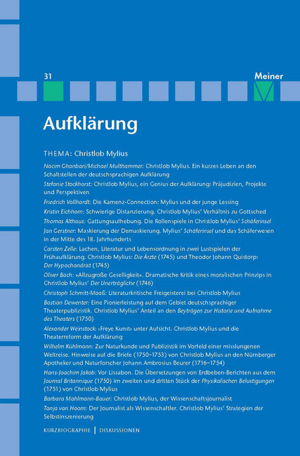 Aufklärung, Band 31: Christlob Mylius. Ein kurzes Leben an den Schaltstellen der deutschen Aufklärung main product photo