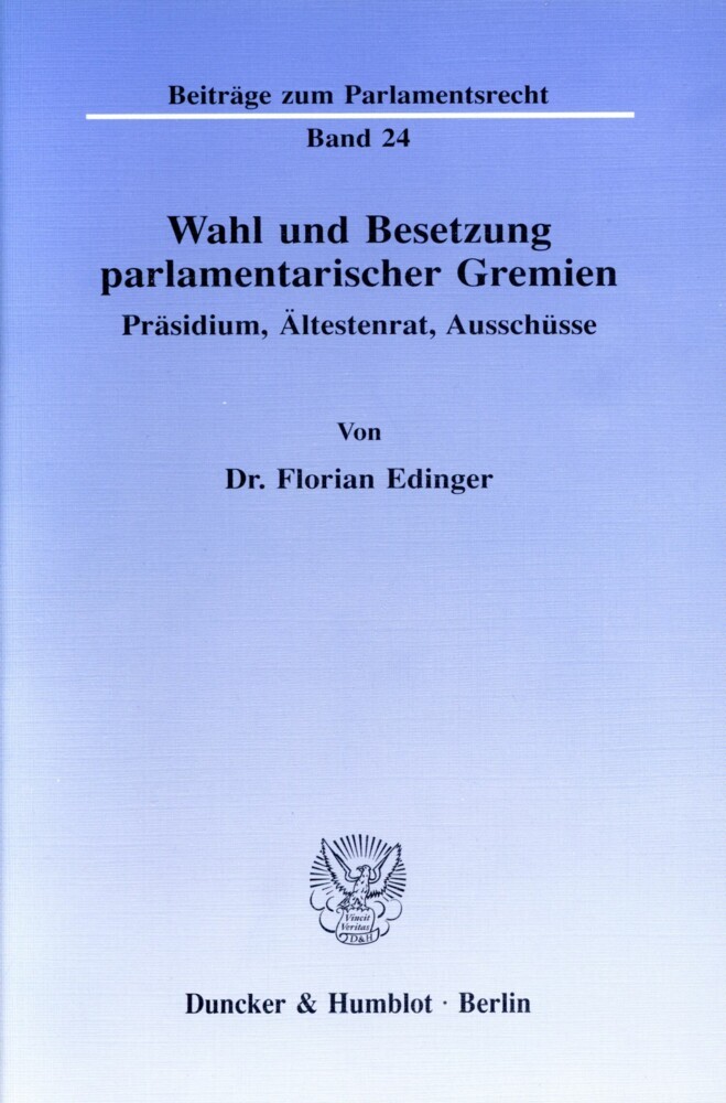 Wahl und Besetzung parlamentarischer Gremien. main product photo