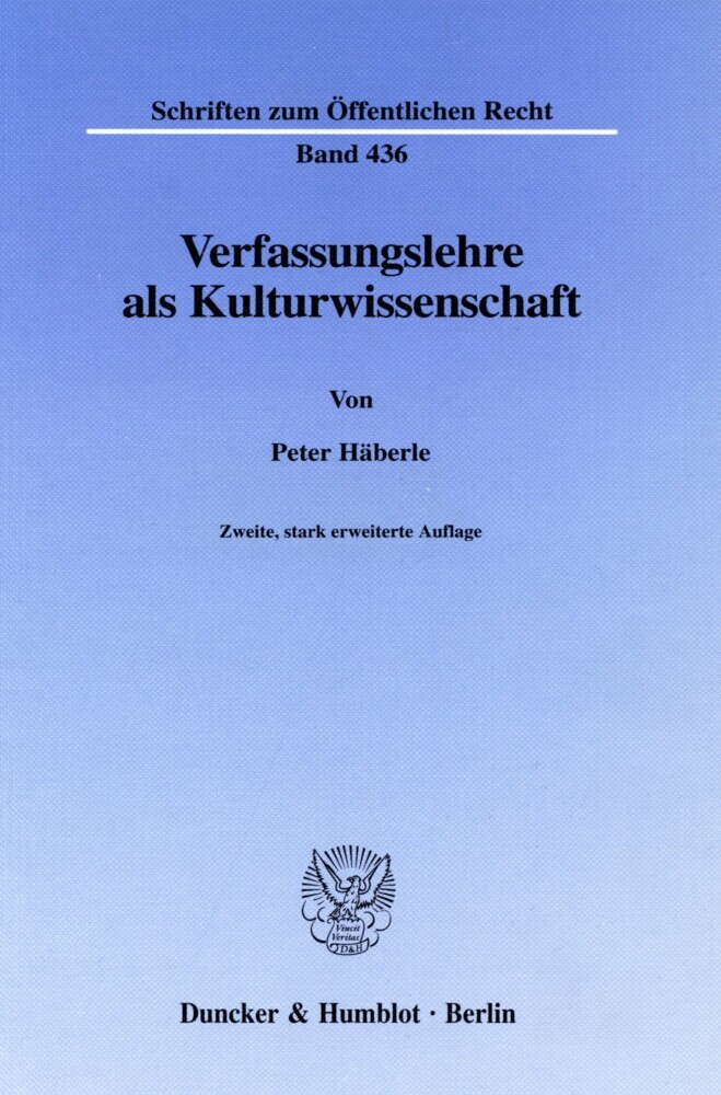Verfassungslehre als Kulturwissenschaft. main product photo