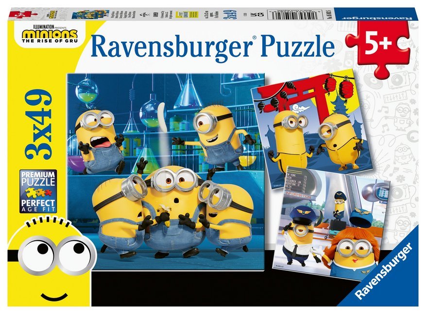 Ravensburger Kinderpuzzle - 05082 Witzige Minions - Puzzle für Kinder ab 5 Jahren, mit 3x49 Teilen main product photo