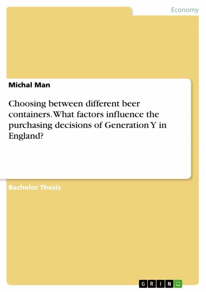 Choosing between different beer containers. What factors influence the purchasing decisions of Generation Y in England? main product photo