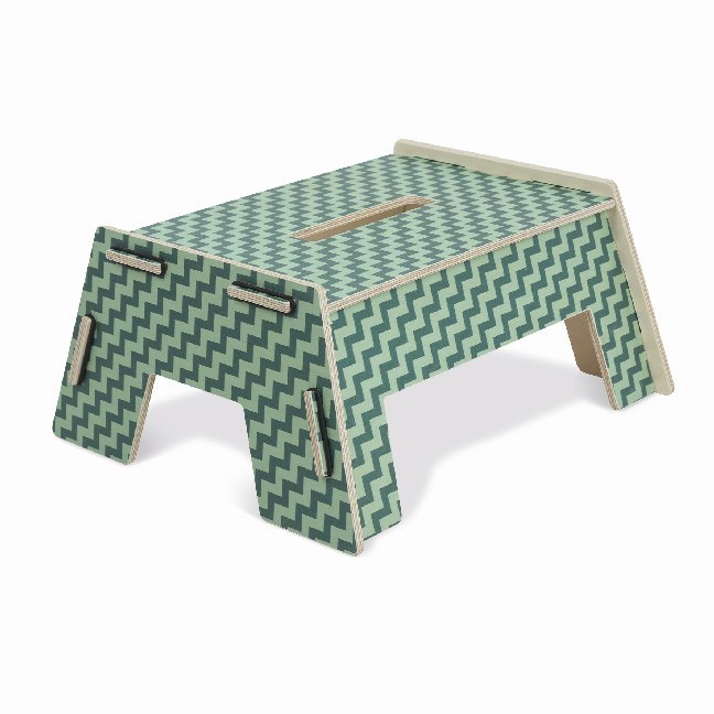 Werkhaus Hopper - Birke Fußbank - Muster türkis main product photo