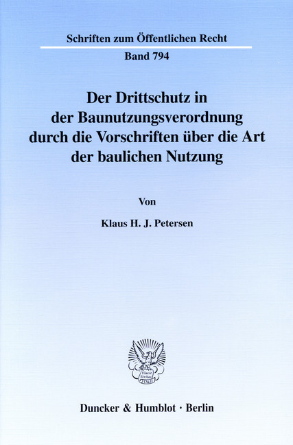 Der Drittschutz in der Baunutzungsverordnung durch die Vorschriften über die Art der baulichen Nutzung. main product photo