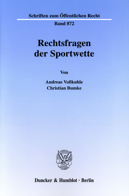 Rechtsfragen der Sportwette. main product photo
