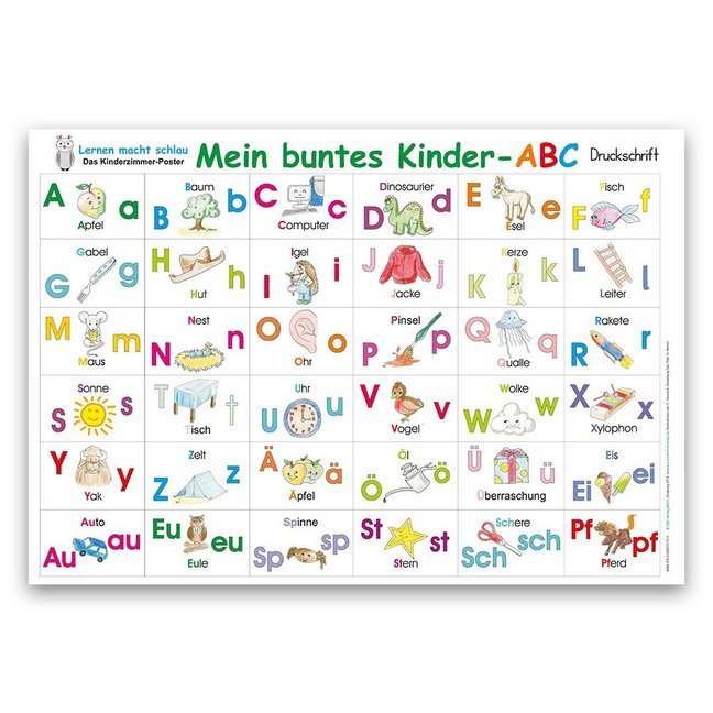 Mein buntes Kinder-ABC Druckschrift Lernposter DIN A3 laminiert main product photo