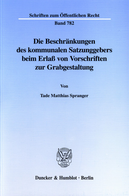 Die Beschränkungen des kommunalen Satzungsgebers beim Erlaß von Vorschriften zur Grabgestaltung. main product photo