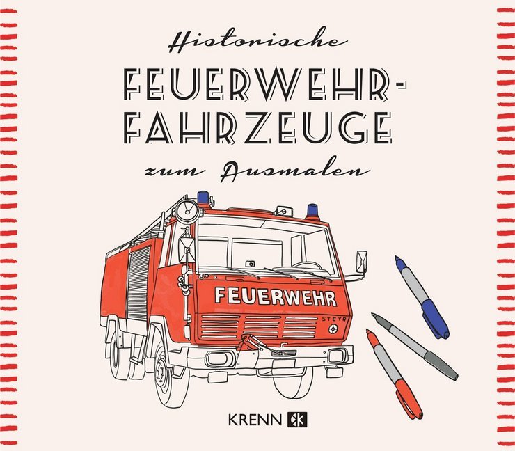 Historische Feuerwehrfahrzeuge zum Ausmalen main product photo