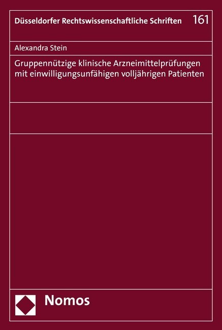 Gruppennützige klinische Arzneimittelprüfungen mit einwilligungsunfähigen volljährigen Patienten main product photo