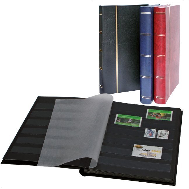 Briefmarken-Einsteckbücher im Großformat, Einband Leder-Optik "Luxus", blau main product photo