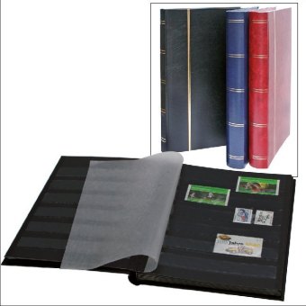 Briefmarken-Einsteckbücher im Großformat, Einband Leder-Optik "Luxus", blau
