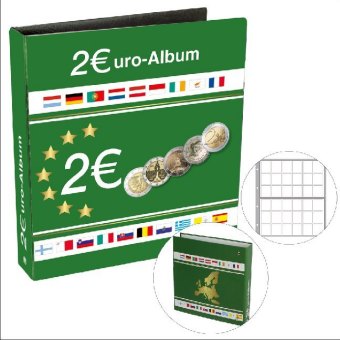 2 Euromünzen Sammelalbum mit 5 Einsteckblättern für bis zu 80 Münzen im Format 2 Euro