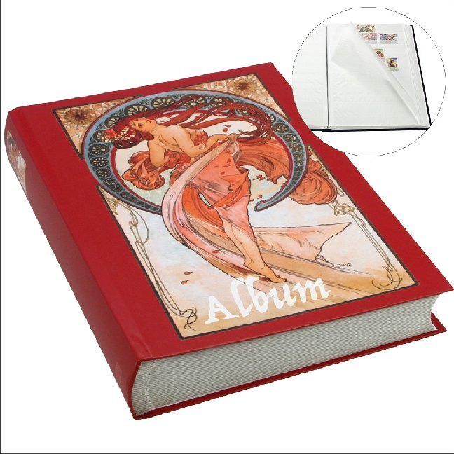 Briefmarken-Einsteckbücher im Großformat, Einband Optik "Vintage", rot main product photo