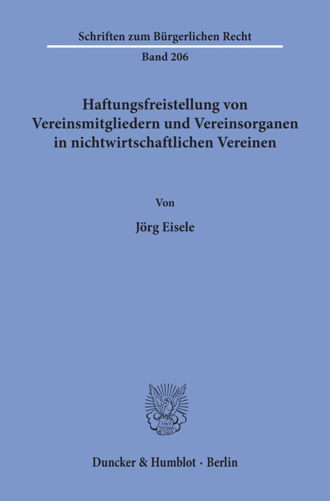 Haftungsfreistellung von Vereinsmitgliedern und Vereinsorganen in nichtwirtschaftlichen Vereinen. main product photo